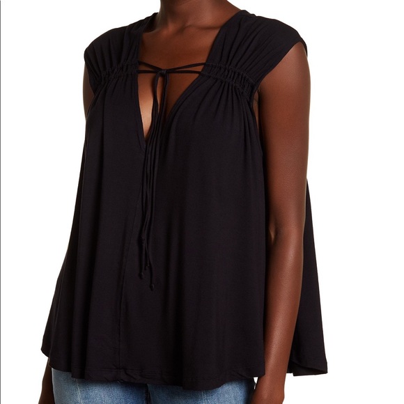 NWOT Free People Convertible Tie front top blouse - Picture 3 of 8